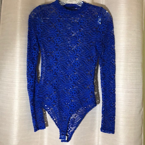 Electric Blue Lace Bodysuit - Picture 1 of 4